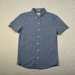 American Eagle Seriously Soft Short Sleeve Button Down Shirt - Blue Stripe XS